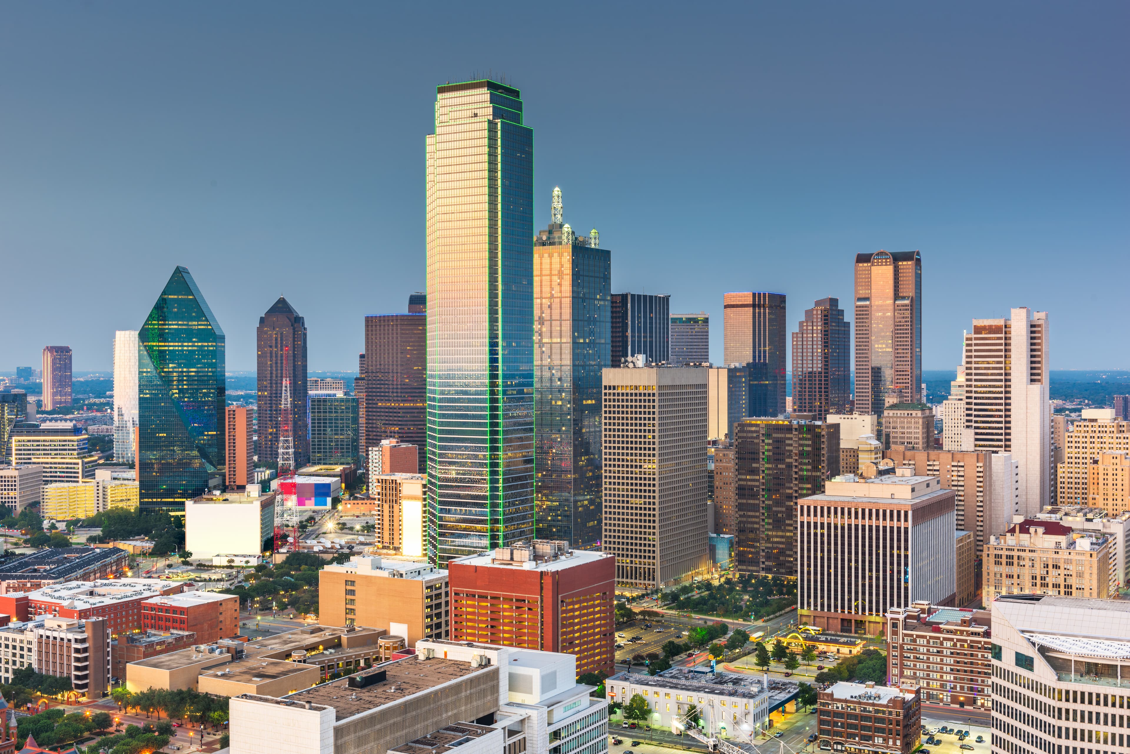 Dallas Texas skyline at twilight