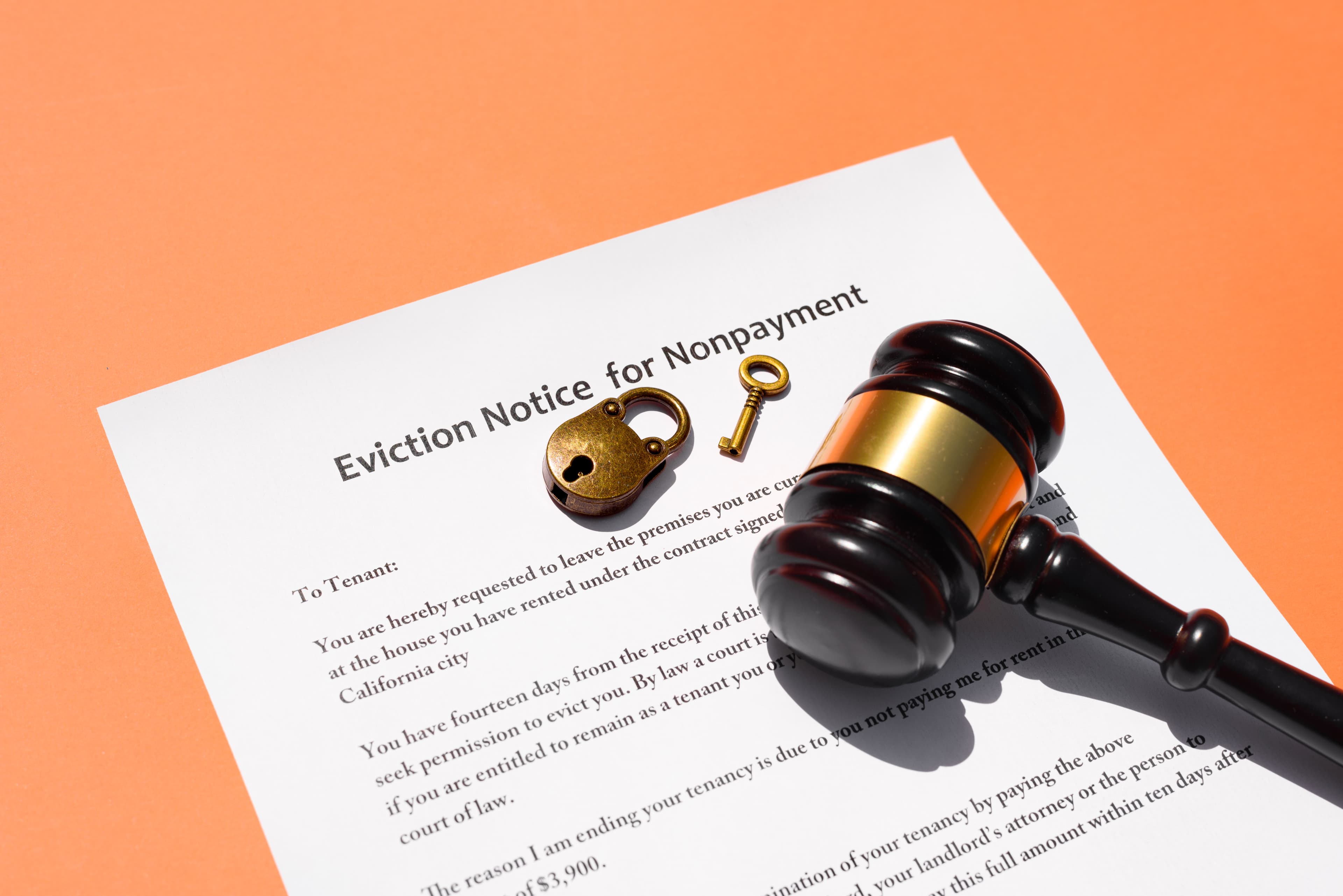 Eviction notice document representing eviction services