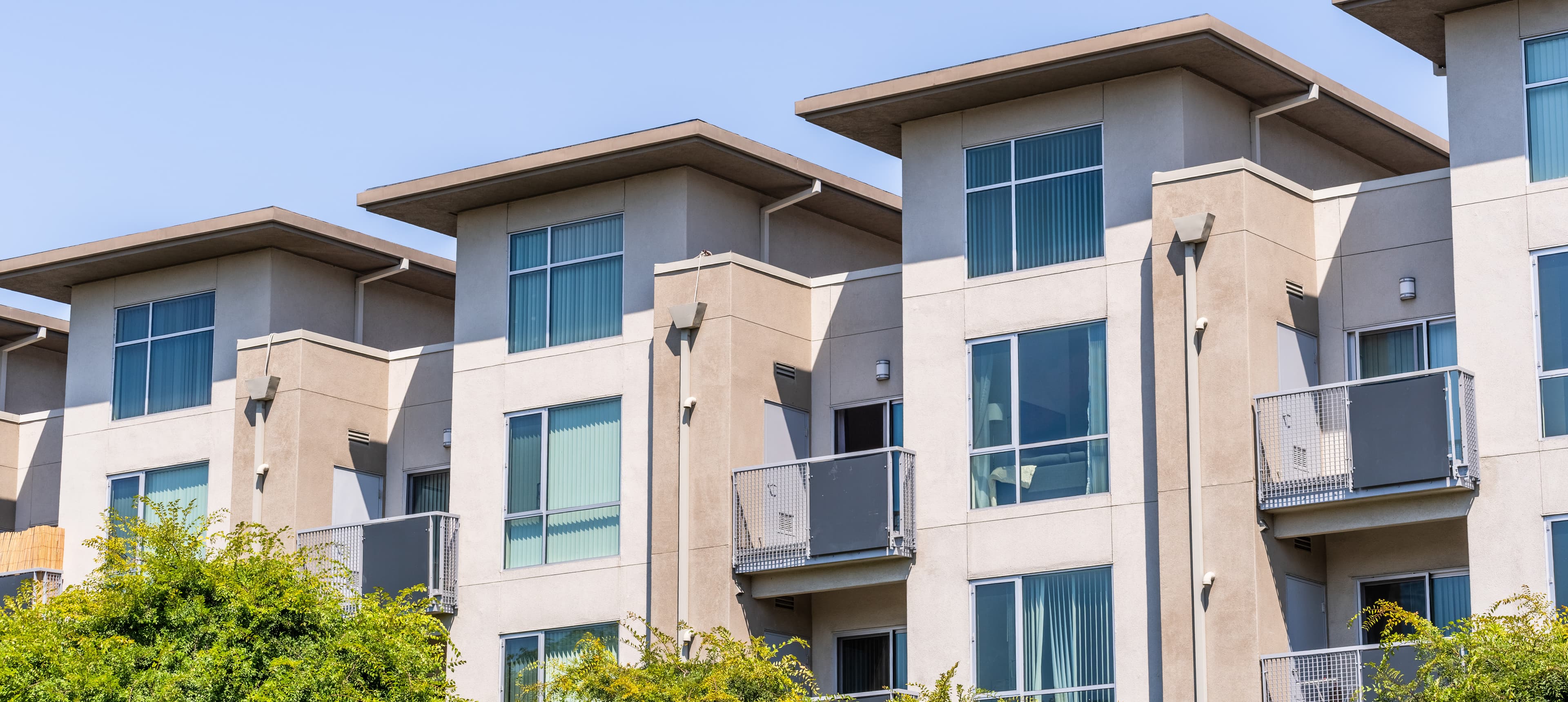 Facade view of apartment building