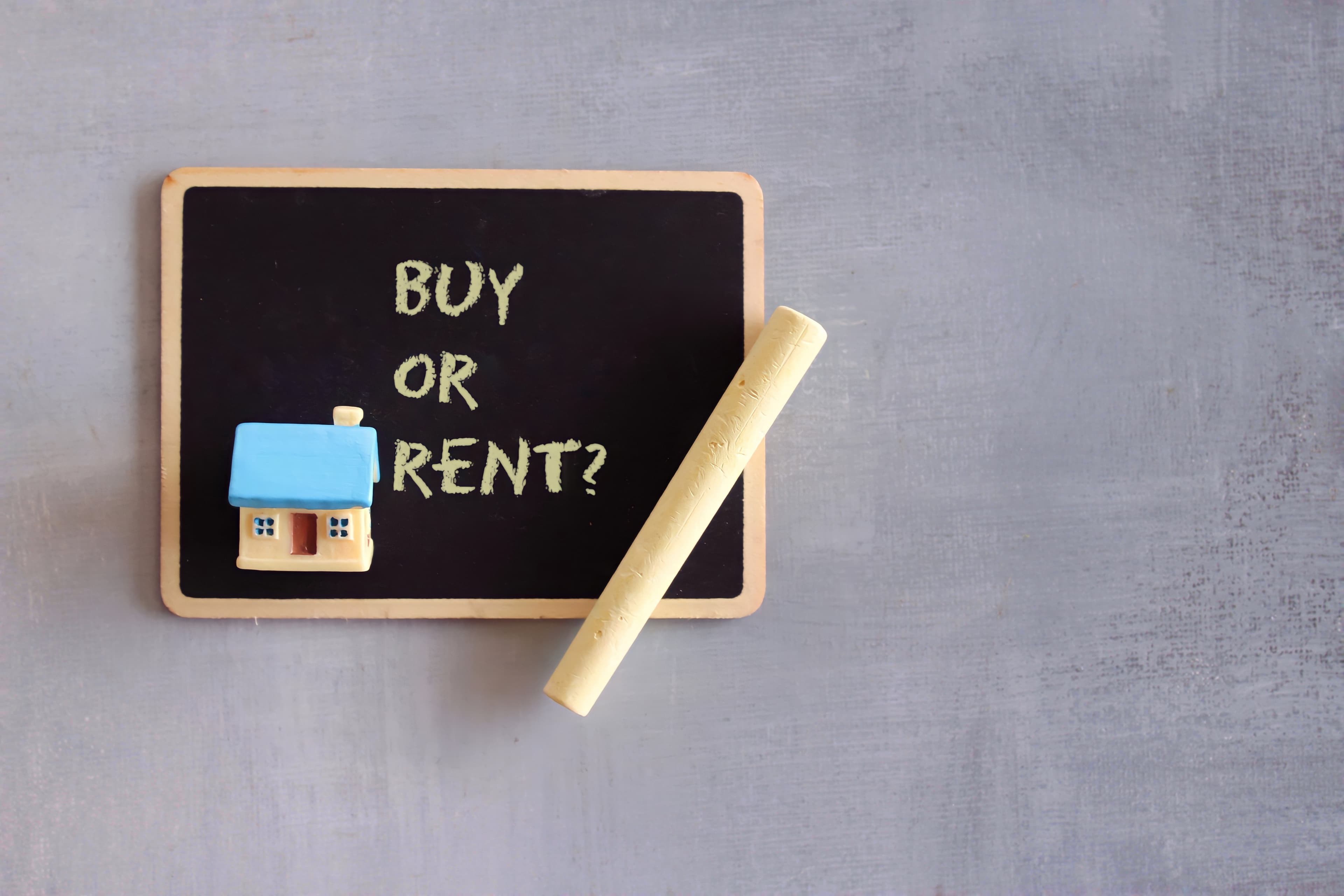 Buy or rent decision chalkboard