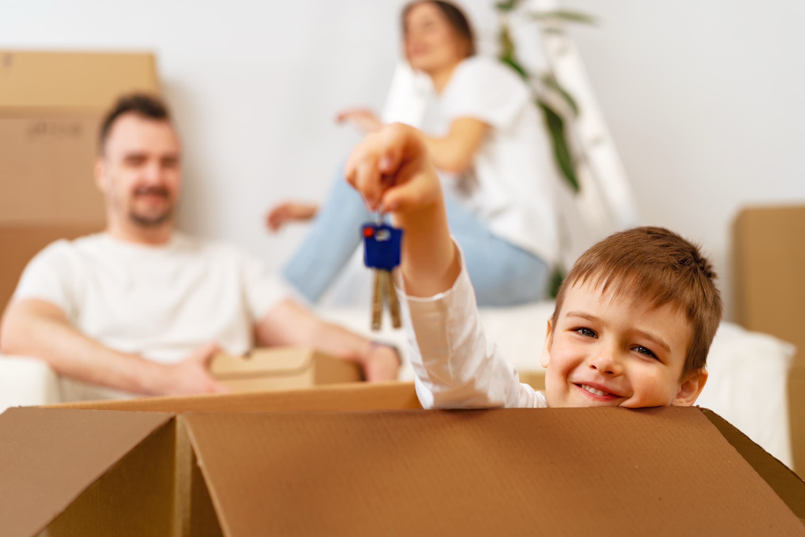 Family moving into a rental home